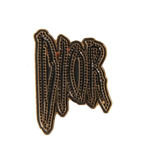 Dior Raymond Pettibon Gold Black Logo Pin Crystal Jacket Button Pendant Brooch - Picture 1 of 8